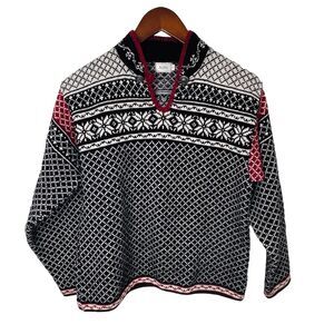 VTG Alps Fair Isle Wool Blend Winter Sweater Ski Cabincore Women Sz Small